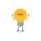 Happy bulb light idea, thumbs up, on white background. Vector il