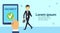 Happy Business Man Walking Hand Holding Digital Tablet With Vacancy Sing Company Hiring On Job Position Recruitment