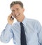 Happy Businessman Answering Smart Phone