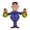 Happy businessman with bags of money