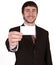 Happy Businessman with blank business card