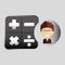 Happy businessman calculator network media icon