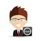 Happy businessman clock network media icon