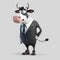 Happy Businessman Cow. Generative AI