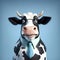 Happy Businessman Cow. Generative AI