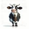 Happy Businessman Cow. Generative AI