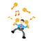 happy businessman dance music maraca cartoon doodle flat design vector illustration
