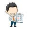 Happy businessman holding clipboard with completed checklist paper