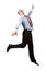 Happy businessman leaping into the air
