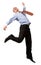 Happy businessman leaping into the air