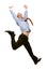 Happy businessman leaping into the air