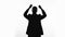 Happy businessman silhouette showing thumbs up, success, great achievement