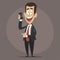 Happy businessman talking on phone