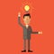 Happy businessman with thumbs up get the idea. Flat vector illustration