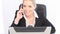 Happy Businesswoman On Cell Phone