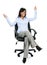 Happy businesswoman sitting on office chair