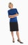 Happy Businesswoman Standing Arms Crossed Over White Background