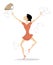 Happy businesswoman tossing papers, excited about something illustration