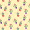 Happy cactus smiling seamless pattern. home plant decoration concept.