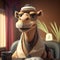 Happy Camel Businessman In The Office. Generative AI