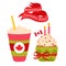 Happy Canada Day card cartoon cup cupcake vector
