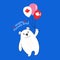 Happy Canada Day card polar bear flying balloo