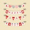 Happy Canada Day hanging buntings decoration icons set