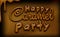 Happy caramel party greeting card, brown colors, glossy effects. Caramel party.