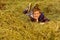 Happy and carefree. Happy boy. Little boy happy smiling. Little boy enjoy relaxing on hay. Its where Im most happy