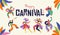 Happy Carnival, Brazil, South America Carnival with samba dancers and musicians. Festival and Circus event design with