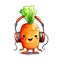 Happy carrot wearing headphone