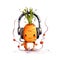 Happy carrot wearing headphone