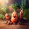 Happy carrots cartoon character