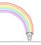 Happy Carton girl under a big Rainbow