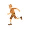 Happy cartoon archaeologist character running