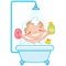 Happy cartoon baby kid in bath tub