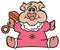 Happy Cartoon Baby Pig with Rattle