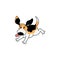 Happy cartoon beagle dog running with tongue out - cute pet animal