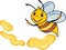 Happy cartoon bee and honey drops