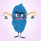 Happy cartoon bigfoot character. Vector illustration of funny blue hairy monster. Halloween design.