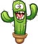 Happy cartoon cactus with big smile