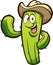 Happy cartoon cactus wearing a cowboy hat