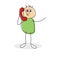 Happy cartoon character chatting on a red phone