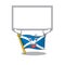 Happy cartoon character flag scotland Scroll raised up board