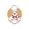 Happy cartoon chef holding a soup pot, vector illustration for y