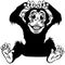 Happy cartoon chimp black and white