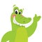 Happy cartoon crocodile presenting