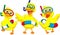 Happy cartoon duck with buoys