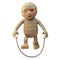 Happy cartoon Egyptian mummy monster is skipping with his rope, 3d illustration
