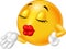 Happy cartoon emoticon thinking